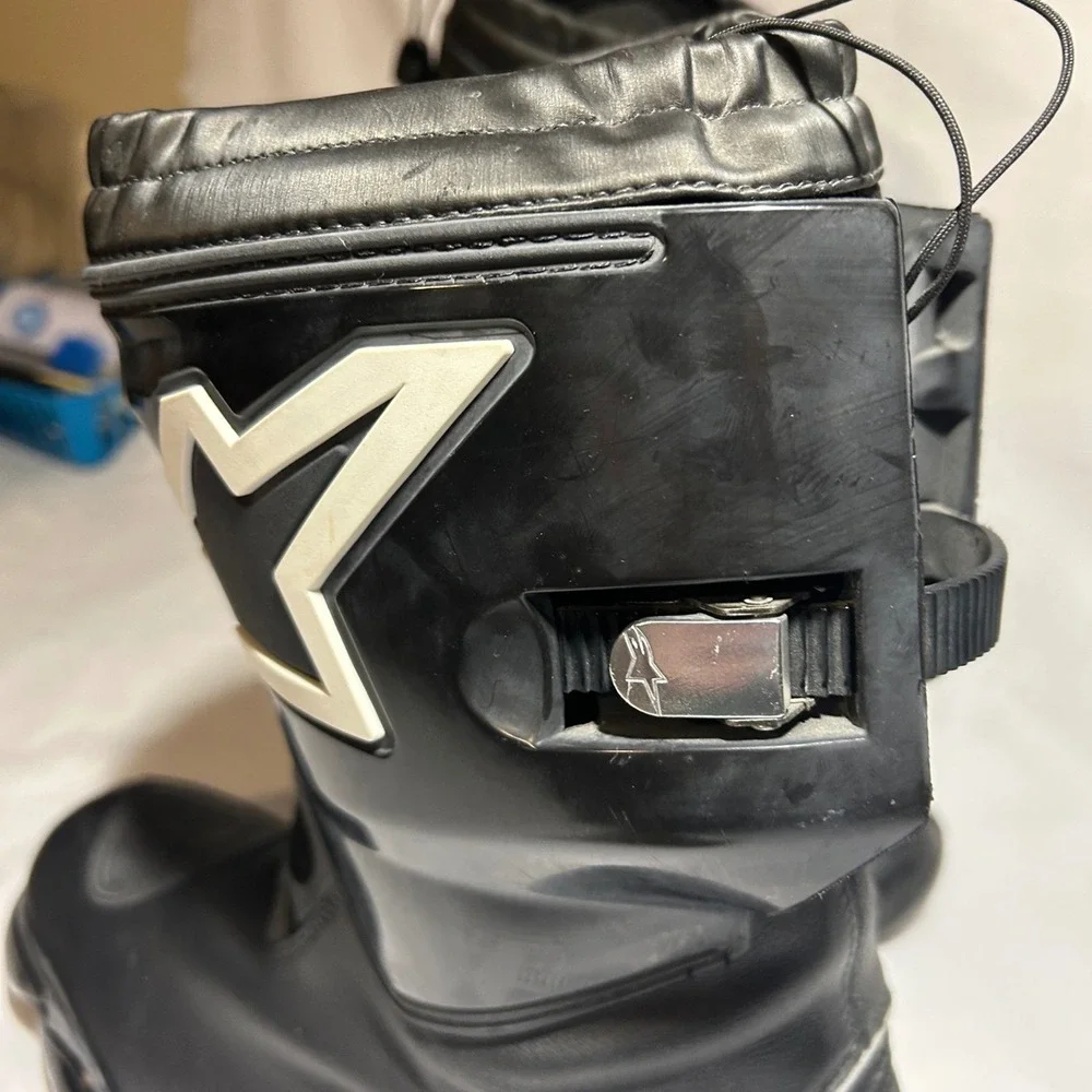 Alpinestars Supertech Motorcycle Racing Boots Black White Mens US 9 Euro 43 3082